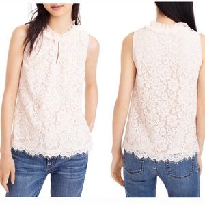 J.Crew Ruffle Neck Lace Top Light Pink